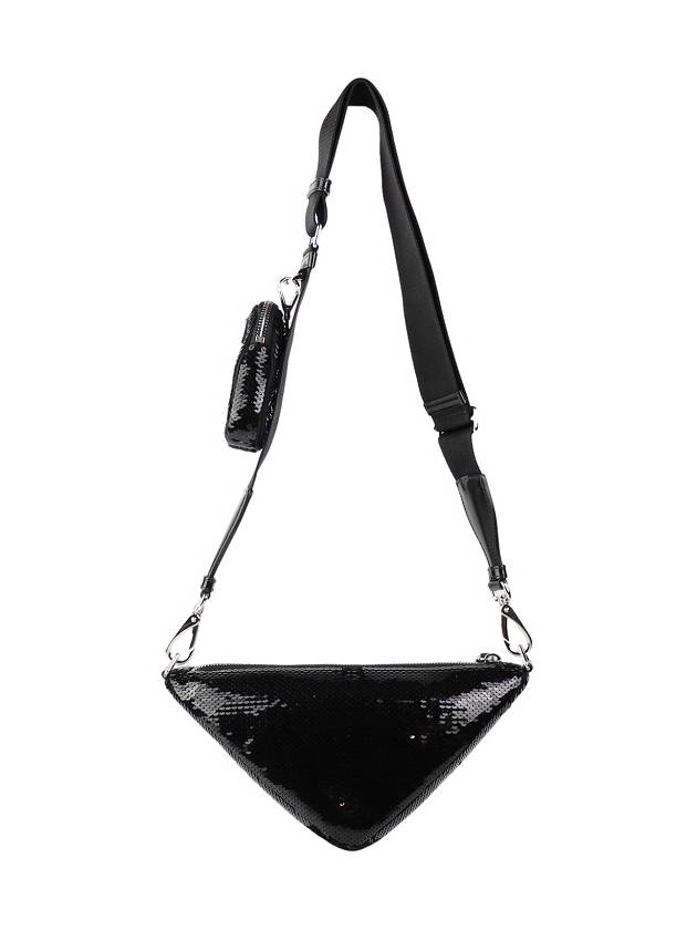 sequin triangle cross bag black - PRADA - BALAAN.