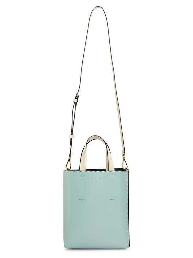 Museo Leather Logo Mini Tote Bag Light Blue - MARNI - BALAAN 10