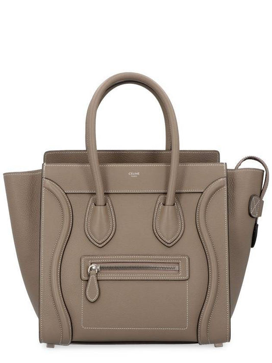 Drummed Calfskin Micro Luggage Tote Bag Souris - CELINE - BALAAN 1