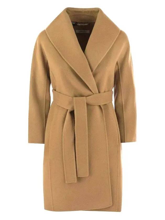 Women s Mesh Belted Virgin Wool Coat Camel 2429016121600 045 - S MAX MARA - BALAAN 1