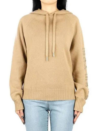 Women's Ananas Wool Cashmere Knit Hoodie Camel - MAX MARA - BALAAN 2