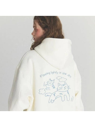 Cloud Cat Embroidered Hoodie Cream - CPGN STUDIO - BALAAN 1