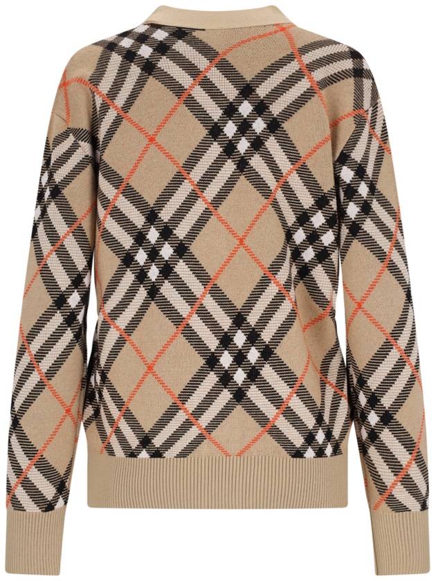 Check Wool Blend Cardigan Beige - BURBERRY - BALAAN 3