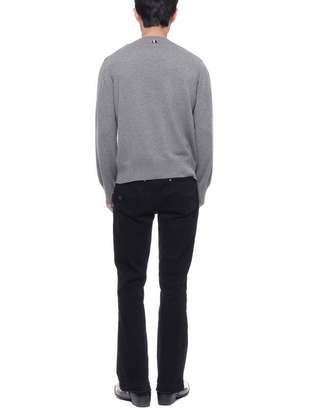 Diagonal Striped Merino Wool Pocket Pullover Knit Top Grey - THOM BROWNE - BALAAN 6