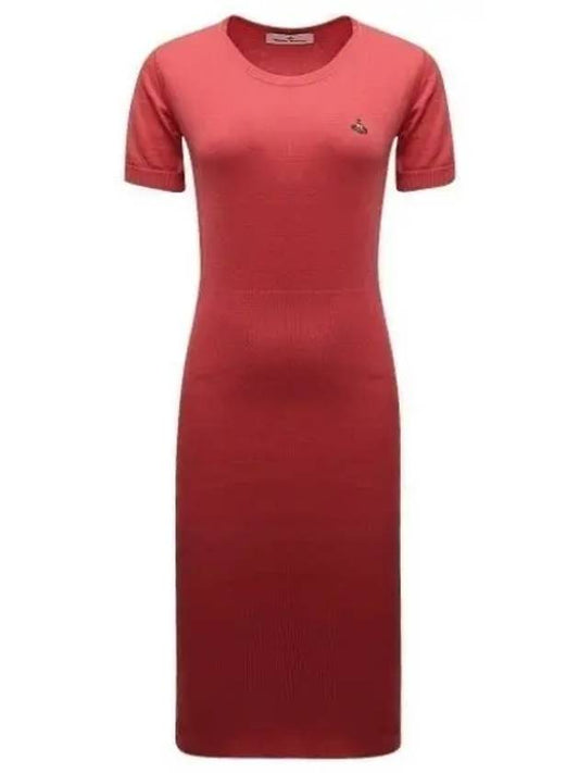 Women's ORB Knit Blend Short Dress Coral Red - VIVIENNE WESTWOOD - BALAAN 2