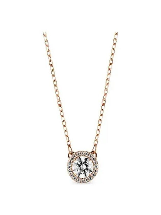 Constella Round Cut Pavé Necklace Rose Gold - SWAROVSKI - BALAAN 2