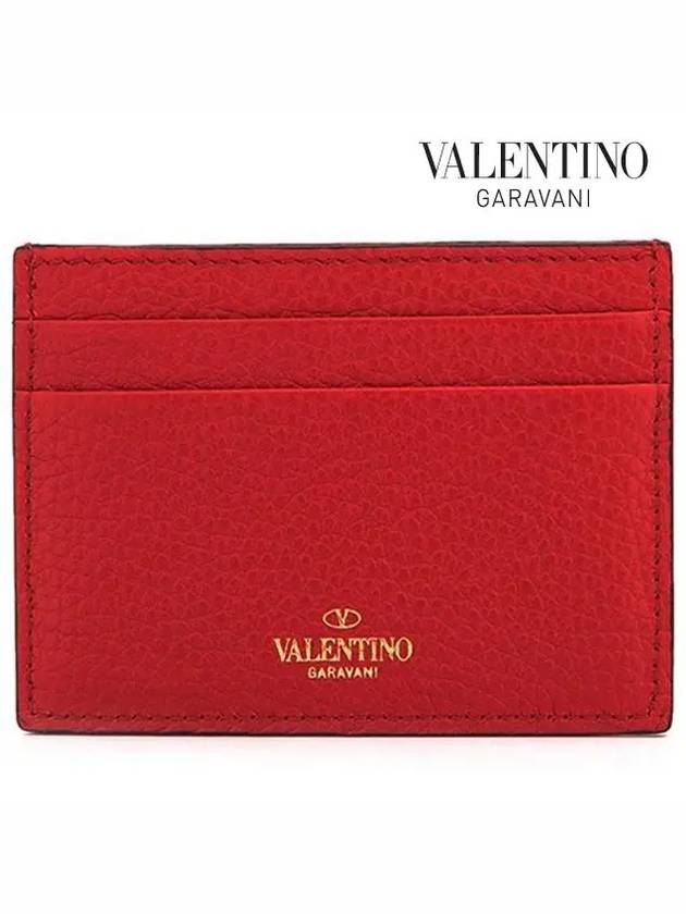 Rock Stud Card Wallet Red - VALENTINO - BALAAN 4