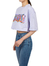 Graphic Logo Print Cropped Cotton Short Sleeve T-shirt Light Purple - MARNI - BALAAN 6