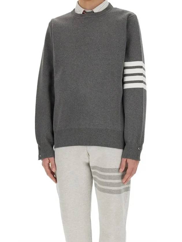 4 Bar Armband Milano Stitch Knit Top Mid Grey - THOM BROWNE - BALAAN 2