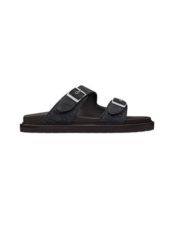 Men's Aqua Oblique Jacquard Sandals Black - DIOR - BALAAN 1