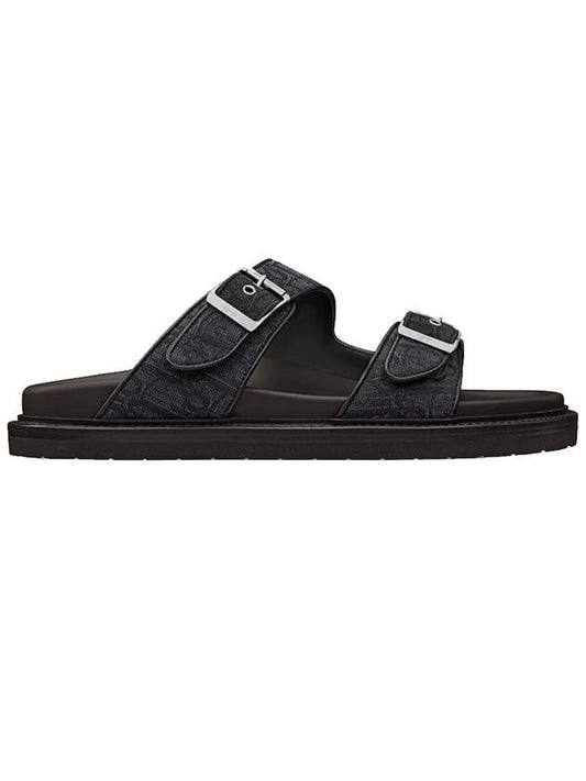 Men's Aqua Oblique Jacquard Sandals Black - DIOR - BALAAN 1