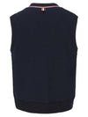 Logo Patch Ribbed Vest Navy - THOM BROWNE - BALAAN 3