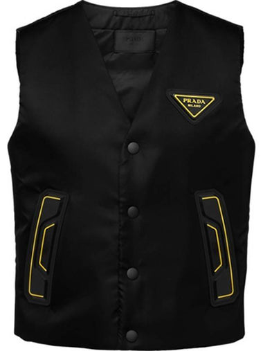 Yellow Trim Re-Nylon Vest Black - PRADA - BALAAN 1