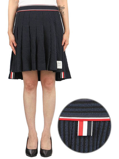 University Striped Mini Pleated Skirt Navy - THOM BROWNE - BALAAN 2