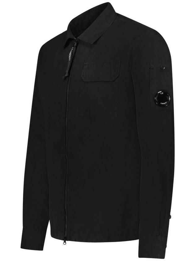 Oversized Organic Gabardine Long Sleeve Shirt Black - CP COMPANY - BALAAN 4