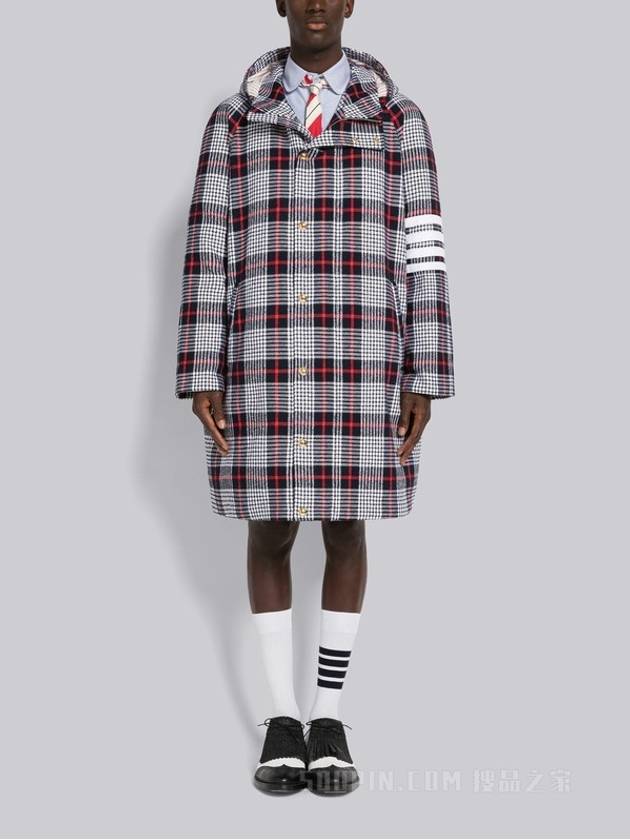 Summer Tweed Hooded Football Sideline Parka - THOM BROWNE - BALAAN 9