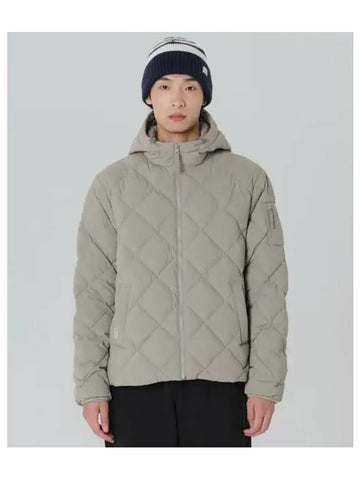 Hooded Diamond Quilted Middle Down Jacket Khaki Gray S23WMGDJ52 - SNOW PEAK - BALAAN 1