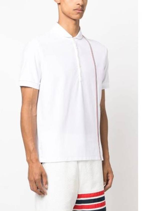 RWB Stripe Polo Shirt White - THOM BROWNE - BALAAN 3