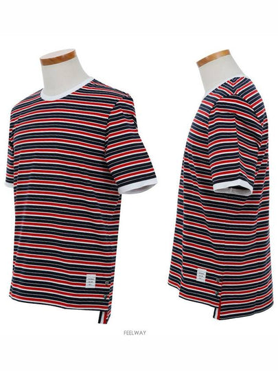 Tonal Cotton Striped Ringer Short Sleeve T-Shirt - THOM BROWNE - BALAAN 2