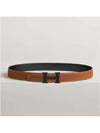 H Buckle Reversible Leather Belt Brown Black - HERMES - BALAAN 3