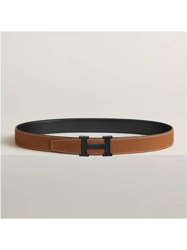 H Buckle Reversible Leather Belt Brown Black - HERMES - BALAAN 3