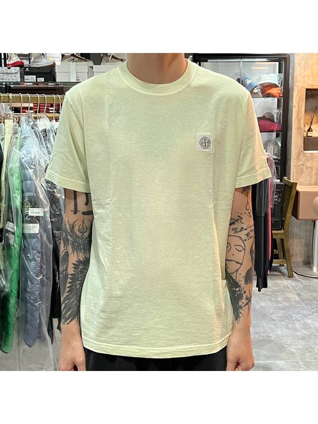 Pisato Effect Logo Patch Short Sleeve T-Shirt Light Green - STONE ISLAND - BALAAN 3