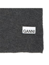 Logo Label Wool Blend Muffler Grey - GANNI - BALAAN 8