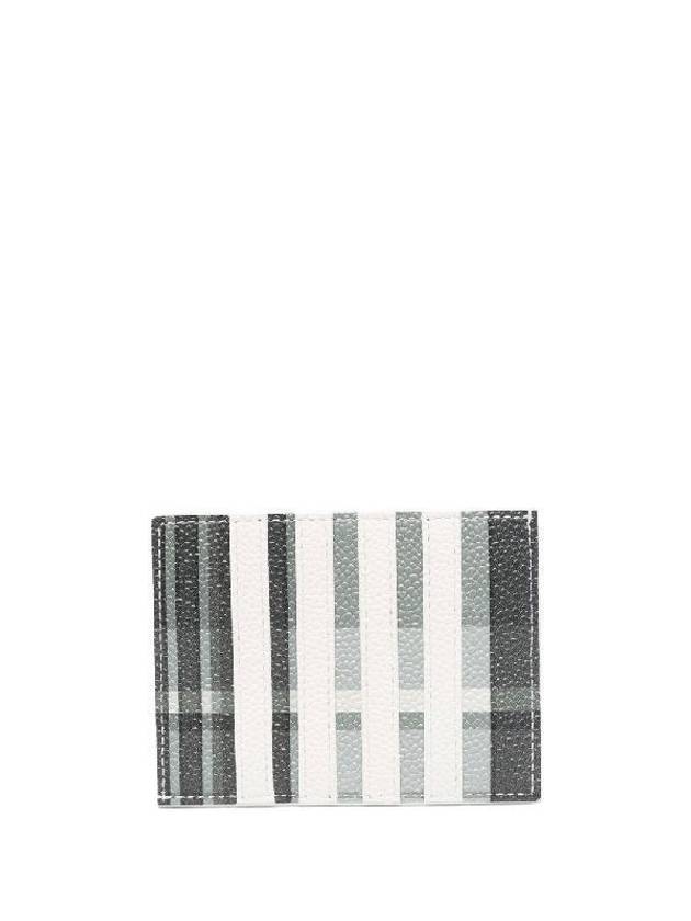 4-Bar Madras Pebble Grain Leather Card Wallet - THOM BROWNE - BALAAN 4