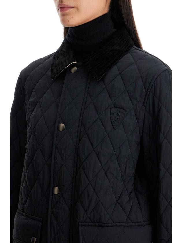 Corduroy Collar Quilted Jacket Black - BURBERRY - BALAAN 5