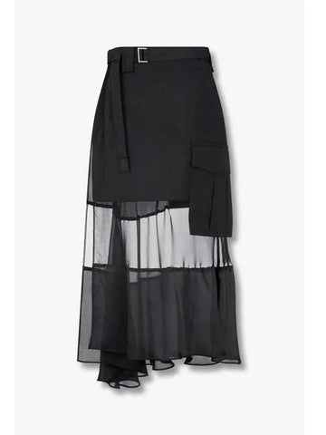 Women s See through Point Cargo Skirt Black - SACAI - BALAAN 1