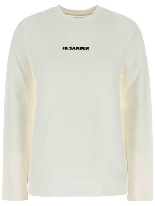 Logo Print Cotton Long Sleeve T-Shirt White - JIL SANDER - BALAAN 2