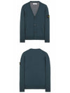 Wappen Patch V-Neck Wool Cardigan Blue Green - STONE ISLAND - BALAAN 5