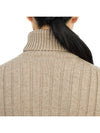 Ribbed Knit Turtleneck Beige Turf Melange - TORY BURCH - BALAAN 8