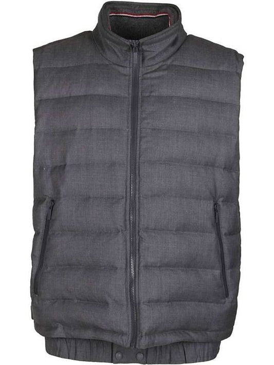 Downfill Twill Padding Vest Gray - THOM BROWNE - BALAAN.