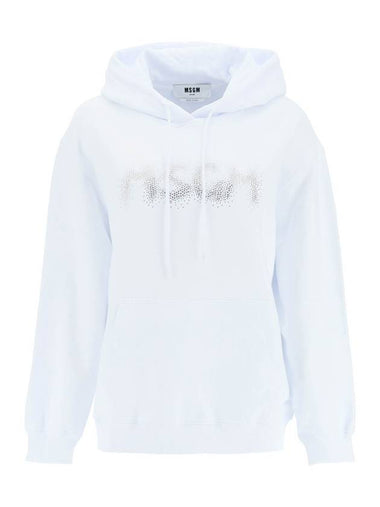 Rhinestone Logo Hoodie White - MSGM - BALAAN 1