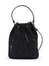 Jacquard Trim Large Bucket Bag Black - PRADA - BALAAN 1