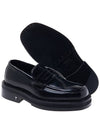 silver tone heart logo leather loafers black - AMI - BALAAN.