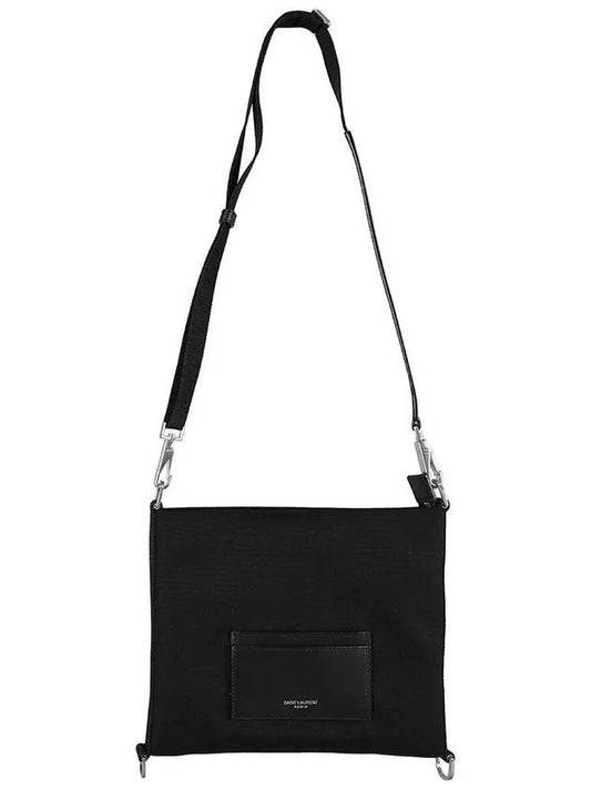 CITY Flat Multi Ring Canvas Pouch Cross Bag Black - SAINT LAURENT - BALAAN.