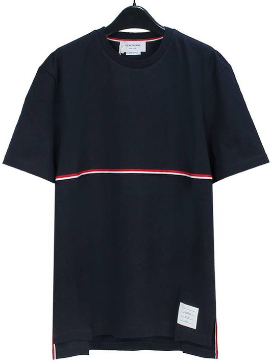 Midweight Jersey Short Sleeve T-Shirt Navy - THOM BROWNE - BALAAN 2