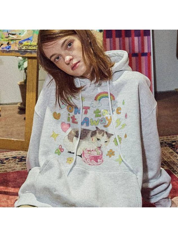 DTP CAKE CAT hoodie melange white - CPGN STUDIO - BALAAN 1