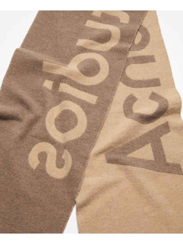 Jacquard Logo Two Tone Wool Muffler Brown - ACNE STUDIOS - BALAAN 2