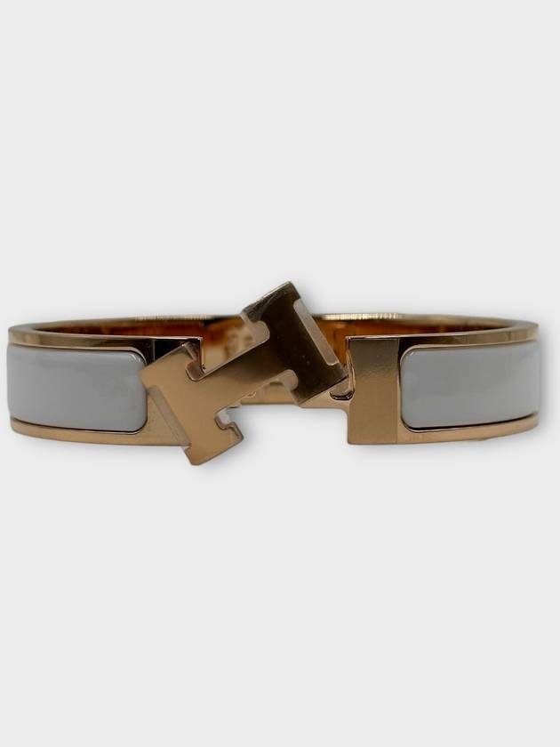 Clic H Bracelet Rose Gold Blanc - HERMES - BALAAN 4