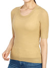 Women's Wool Short Sleeved Knit Top Beige - THEORY - BALAAN 6