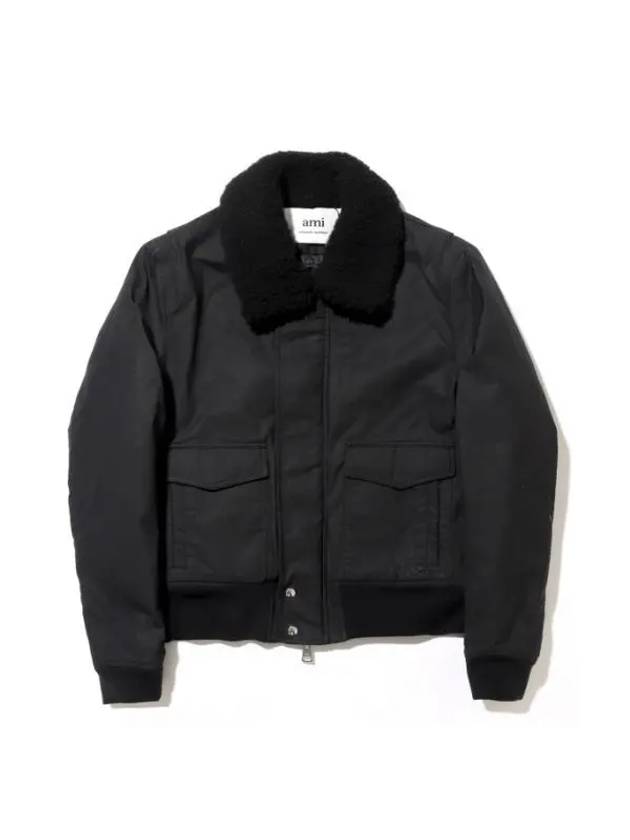 Shearing Trimming Short Bomber Jacket Black - AMI - BALAAN 1