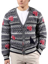 V Neck Rose Raven Wool Mohair Cardigan - THOM BROWNE - BALAAN 2