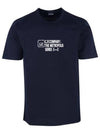 Metropolis Series Mercerized Jersey Reverse Graphic Short Sleeve T-Shirt Navy - CP COMPANY - BALAAN 1