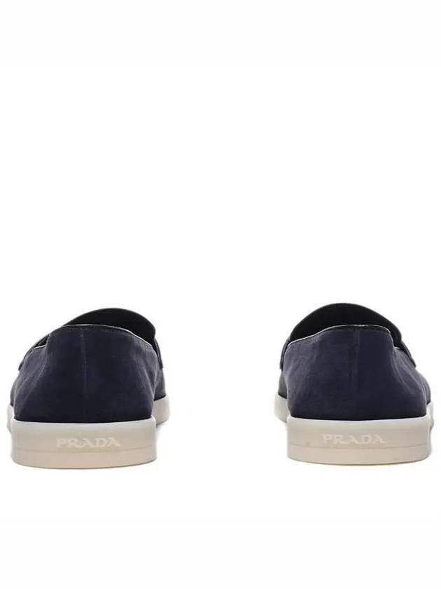 Triangle Logo Suede Loafers Navy - PRADA - BALAAN 5