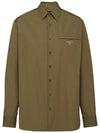 Cotton Long Sleeve Shirt Military Green - PRADA - BALAAN 2