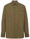 Cotton Long Sleeve Shirt Military Green - PRADA - BALAAN 1