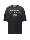 Logo Print Cotton Short Sleeve T-Shirt Fade Black - ACNE STUDIOS - BALAAN 1